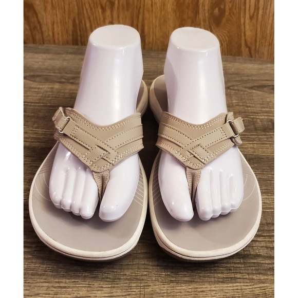 Clarks Cloudsteppers Breeze Sea Flip Flop Sandals Women's Size 9 Tan - Picture 3 of 11